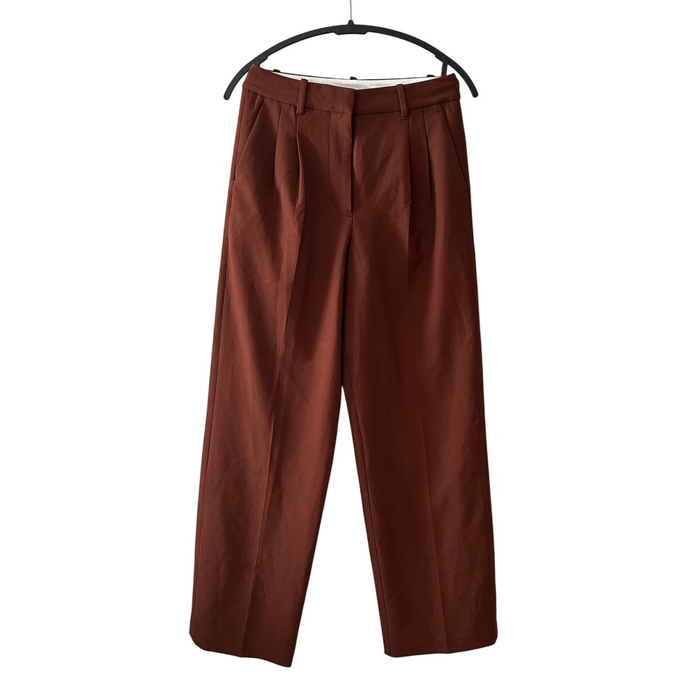Wilfred Aritzia Effortless Pant High Waisted Pleated Trousers Brown‎ Size 6